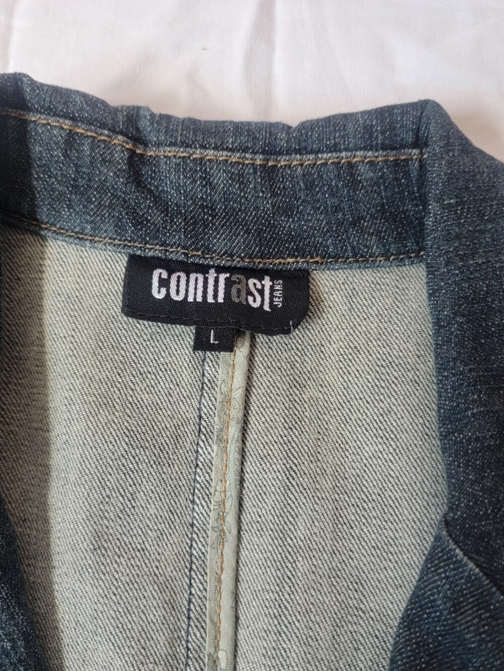 Vintage CONTRAST JEANS Women's Dark Blue Denim Blazer Jacket - Picture 3 of 9